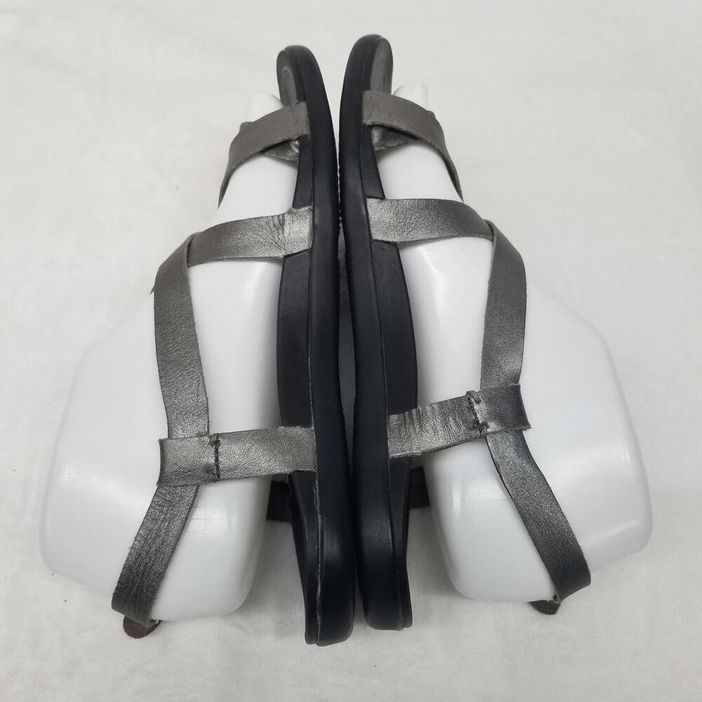 Olaki Upena Sandals Womens 7 Metallic Pewter Silver Strappy Sandal Beach - Picture 5 of 10